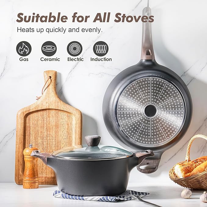 SENSARTE Pots and Pans Set Non stick, Non toxic Healthy Induction Cookware Sets - Image 4