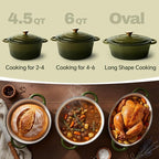Vintage Style Oval Dutch Oven for Bread Baking, 4.5 Quart Non Stick Enameled - Image 3