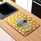 Bee Dish Drying Mat for Kitchen Counter 18x24 Inch Yellow Bumblebee Polka Dots - Image 6