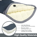 Professional Microwave Silicone Oven Mitts one Pair, Kitchen Mitten Set - Image 3