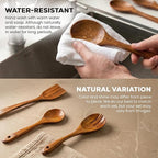 Zulay Kitchen 12-Piece Teak Wooden Utensils - Image 5