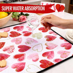 Breling Valentine's Day Dish Drying Mat Valentine Kitchen Dry Mat Absorbent - Image 6