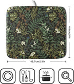 Green Plants Dish Drying Mat for Kitchen Counter Microfiber Absorbent Dish - Image 2