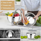 E-far Mixing Bowls with Lids, 6-Piece Stainless Steel Salad Bowls Metal Nesting - Image 6