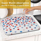 4th of July Dish Drying Mat for Kitchen Counter Patriotic Holiday Microfiber - Image 7