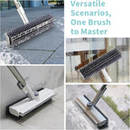 Floor Scrub Brush with Long Handle, 3 in 1 Scrape and Heavy-Duty Stiff Bristle - Image 4