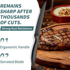 SuperCook Black Steak Knives of 12, High End Stainless Steel Steak Knives Set - Image 2
