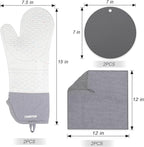 Extra Long Oven Mitts and Potholders 6Pcs Set, 500°F Heat Resistant Kitchen - Image 2
