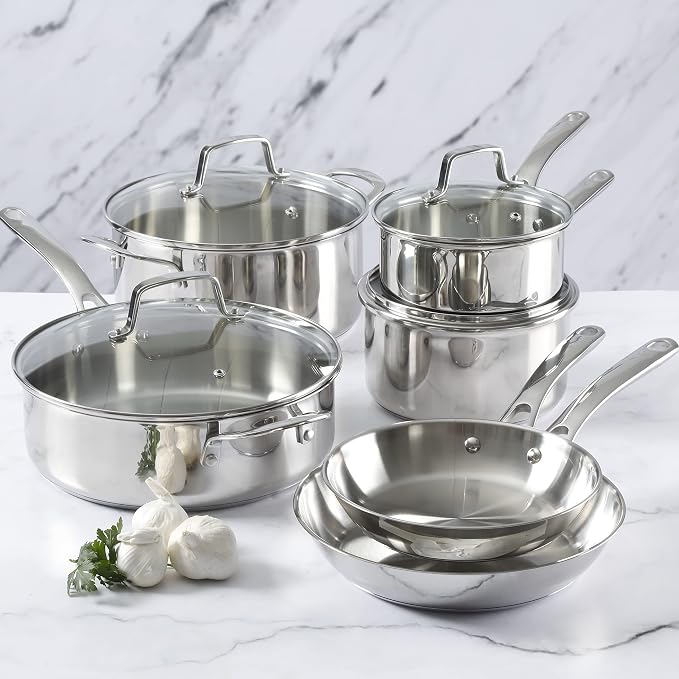 Martha Stewart Castelle 10 Piece 18/8 Durable Stainless Steel Induction Safe - Image 3