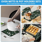 Botanical Print FloralOven Mitts and Pot Holders Sets Heat Resistant 4Pcs - Image 6