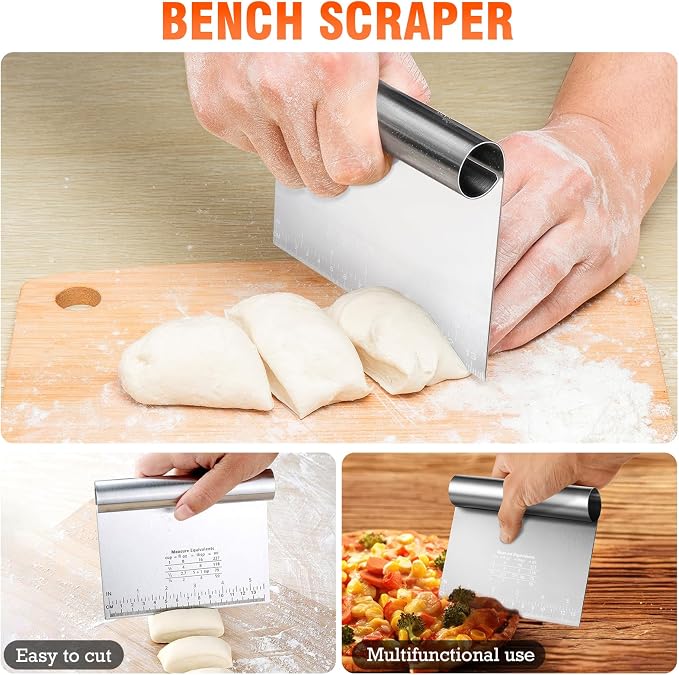 Stainless Steel Biscuit Cutter Set, Pastry Scraper and Dough Blender, Sturdy & - Image 6