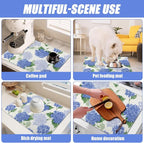 Blue Hydrangea Dish Drying Mat for Kitchen Counter Spring Floral Drying Pad - Image 7