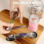 ChefAide Pack of 8 Stainless Steel Magnetic Measuring Spoons Set, Dual Sided - Image 3