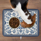 Blue Floral Dish Drying Mat for Kitchen Counter Vintage Flower Pattern - Image 6