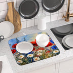 4th of July Dish Drying Mat for Kitchen Counter 16x18 Patriotic Floral - Image 2