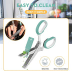 Herb Scissors with 5 Blades and Cover, Kitchen Herb Cutter with Cleaning Comb - Image 5