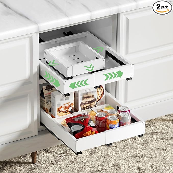 2 Pack Pull out Cabinet Organizer, Width Depth, by BUFOR