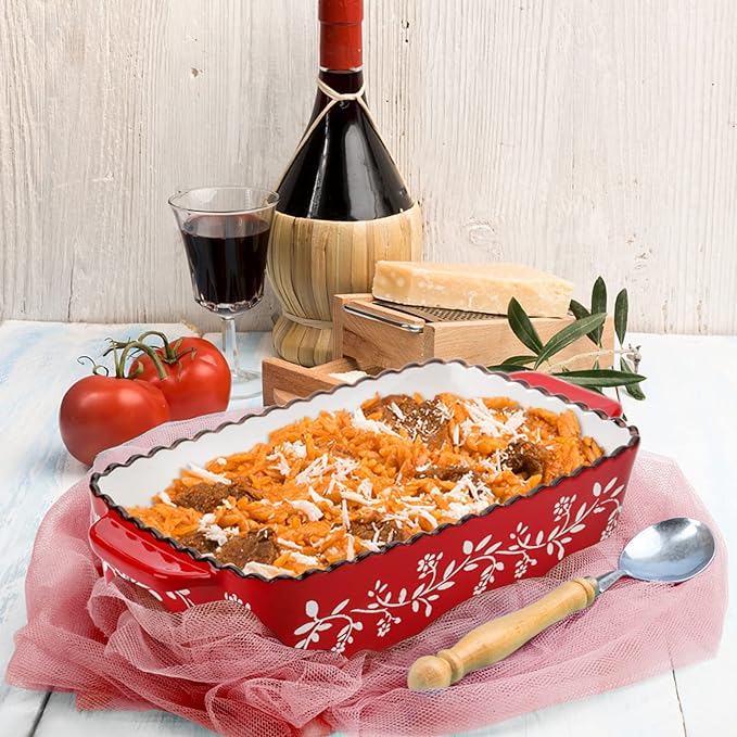 AVLA 3 Pack Ceramic Bakeware Set, Porcelain Rectangular Baking Dish Lasagna Pans - Image 6