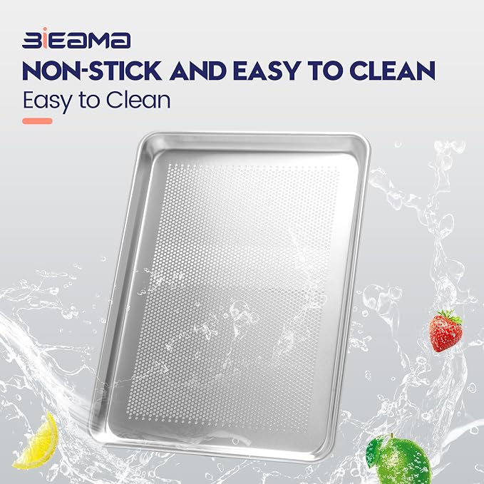 BIEAMA 6 Pack Half Size 18" x 13" Aluminum Baking Sheet Pan Perforated - Image 5