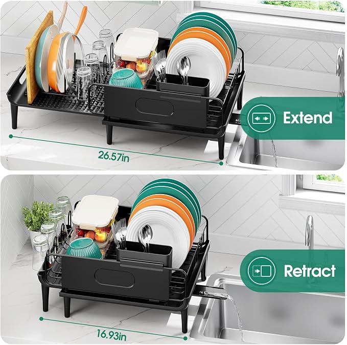 Large Extendable Dish Drying Rack, 16.93" to 26.57" Expandable Dish Rack - Image 3