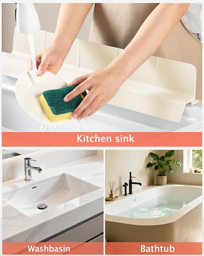 Kitchen Sink Splash Guard 23" 18" 30" Self-Draining Silicone Water Guard - Image 7