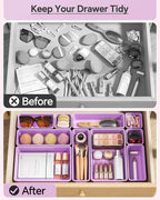 KEMETHY 25 PCS Plastic Drawer Organizers Set, 4 Sizes Vanity Organizer - Image 3
