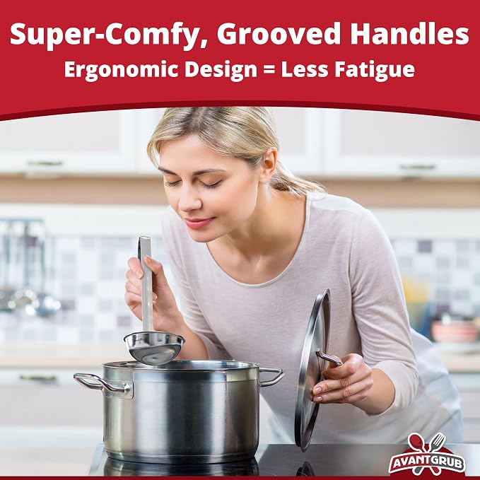 Super Sturdy, Ergonomic 6 Oz. Soup Ladle 1 Pk. Stainless Steel Ladles - Image 5