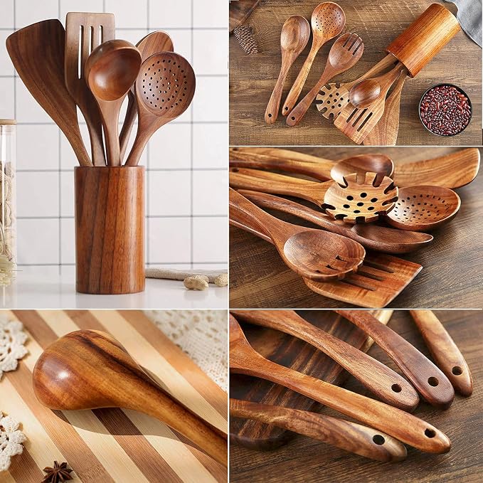 Teak Wooden Kitchen Utensil Set - Image 4