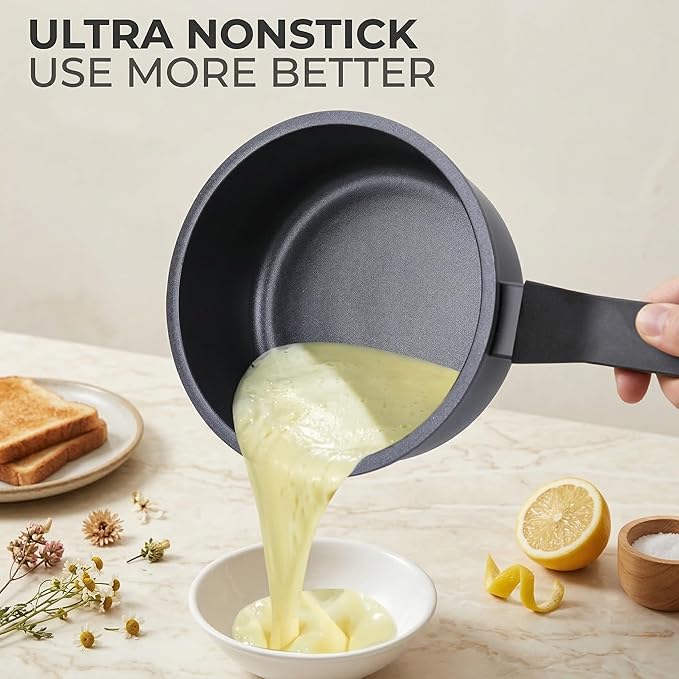 Nonstick Sauce Pan with Lid, 2QT small pot, PFOA Free, Kitchen Pots Induction - Image 4
