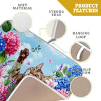 Hydrangea Floral Dish Drying Mat Cute Cat Microfiber Absorbent Dish Drying Pad - Image 4