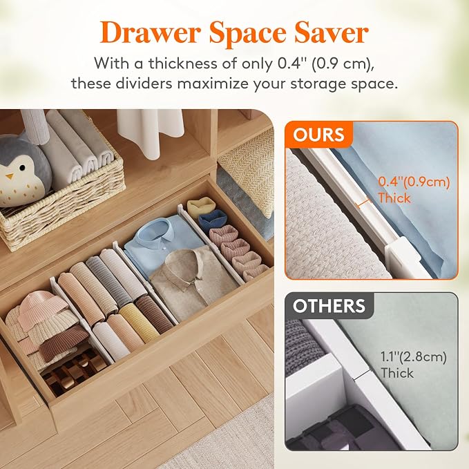 Lifewit 4" Tall 9 Pack Drawer Dividers, 27-42cm/10.5-16.5" Expandable Drawer - Image 6