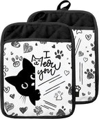 Funny Black Cat Pot Holders by Unknown