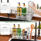 Cisily Kitchen Dish Soap Dispenser Set Stainless Steel Sponge Holder and 2 Pack - Image 4