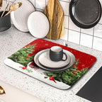 Christmas Dish Drying Mat for Kitchen Counter Snowman Green Christmas Tree - Image 5