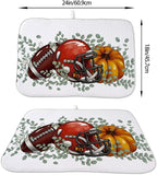 Fall Football Dish Drying Mat 18 x 24 inch Orange Pumpkins Eucalyptus Leaves - Image 2