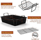 E-far Roasting Pan with Racks, Large Stainless Steel Turkey Roaster with - Image 2