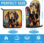Watercolor Dog Oven Mitts and Pot Holders Sets Heat Resistant 4Pcs Potholders - Image 2