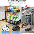 Under Sink Organizer, 2 Pack 2 Tier Pull Out Under Cabinet Organizer Shelf - Image 5