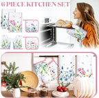 Leinuosen 6 Wild Flower Kitchen Towels Kitchen Decor and Accessories Set Floral - Image 2