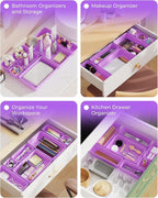 BiuLeon 25 PCS Plastic Drawer Organizers Set, 4-Sizes Vanity and Makeup - Image 7