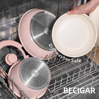 BECIGAR 8PCS Ceramic Cookware, Nonstick Ceramic Pan, Removable Handle Pots and - Image 6