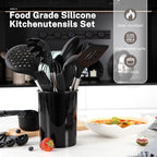 QMVESS Silicone Cooking Utensils Set, 446°F Heat Resistant Spatula, Spoons Set - Image 7