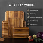 4 Pack Teak Wood Cutting Board Set - Image 2