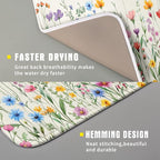 Giwawa Spring Floral Dish Drying Mat 16"x18" Watercolor Summer Wildflower Dish - Image 3