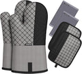 Oven Mitts and Pot Holders Sets 6pcs, Kitchen Oven Glove, High Heat Resistant by OvenMitts