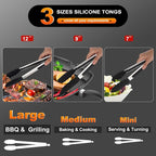 Anaeat Non-Stick Silicone Locking Tong Set of 3 - Image 6