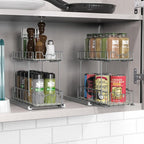 Simple Houseware 2-Tier Spice Rack Slide Out Wire Basket Drawer Organizer - Image 3