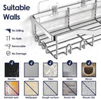 NESOMI Shower Caddy Adhesive Shower Organizer 7-Pack, Rustproof Stainless Steel - Image 9