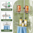 HAMITOR Corner Shower Caddy Tension Pole: 4-Tier Rust-Resistant Adjustable - Image 5