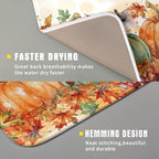 Fall Dish Drying Mat for Kitchen Counter 16×18 Inch Orange Pumpkin Drainer Pad - Image 3